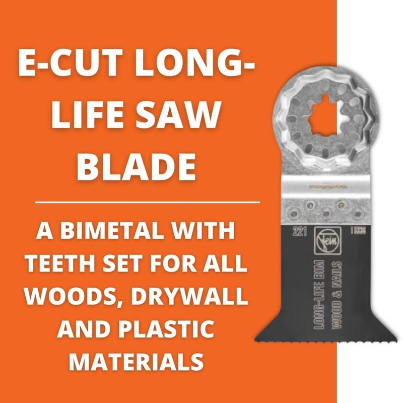 Fein Starlock E-Cut Long-Life Saw Blade - Precision Cutting for Wood, Drywall & Plastics, Bimetal with Teeth Set, Wide Shape, 2" Width, 2" Length, 3-Pack - 63502221270 - Image 3